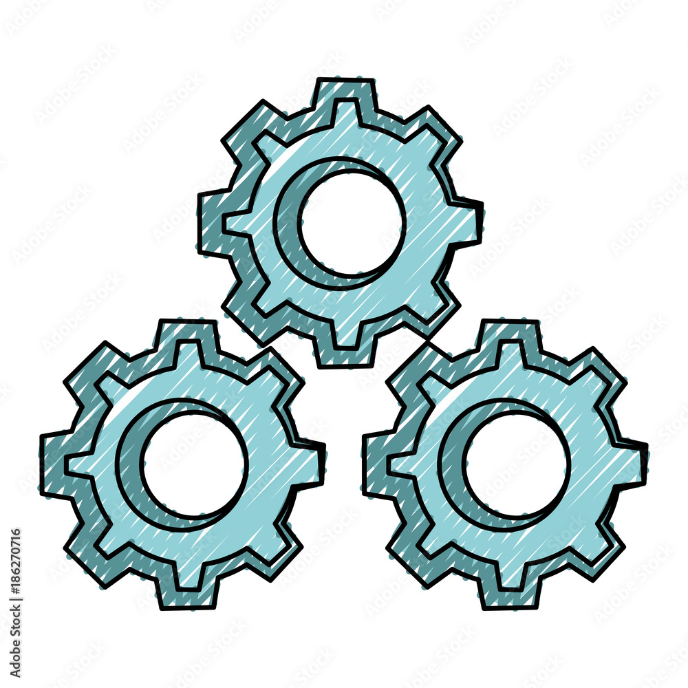 Gears machinery pieces cartoon