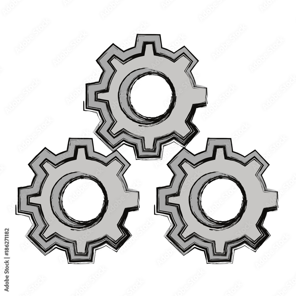 Gears machinery pieces cartoon