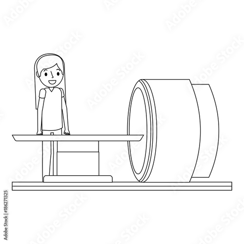 tomography scanner machine with medical professional vector illustration