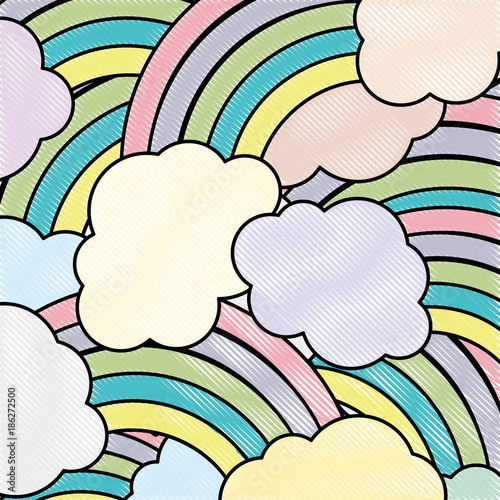 grated nature clouds rainbow in the sky background