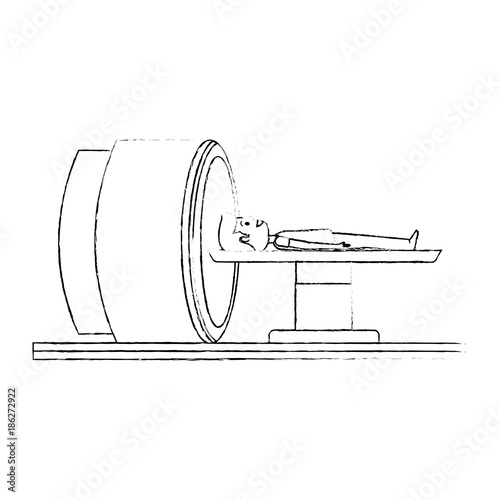 tomography scanner machine with patient vector illustration design