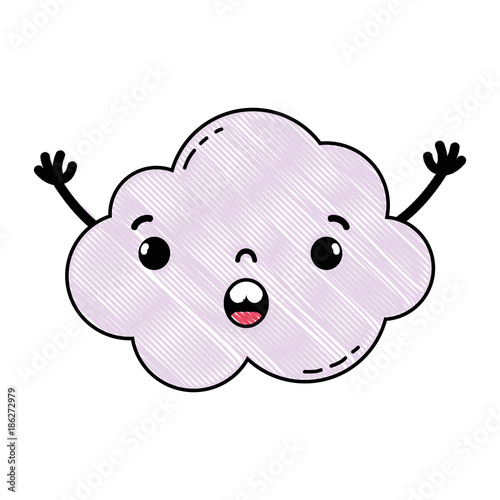 grated surprised and cute cloud kawaii weather with arms