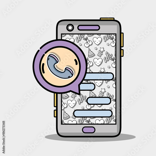 smartphone with whatsapp chat bubble and call