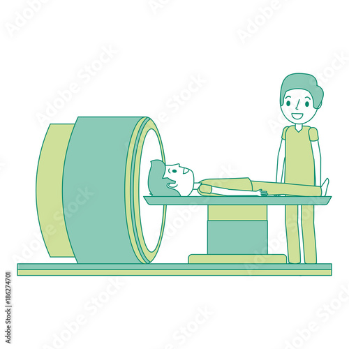 tomography scanner machine with patient and doctor vector illustration