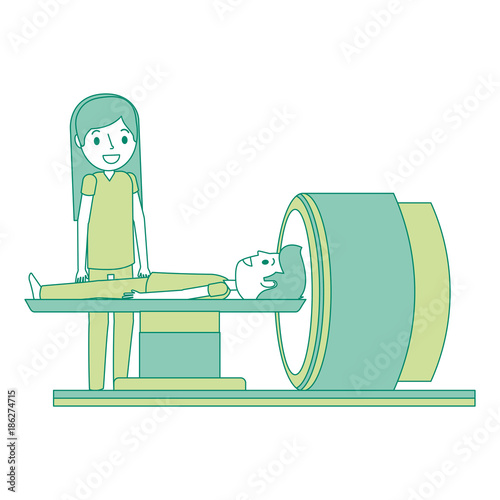 tomography scanner machine with patient and doctor vector illustration