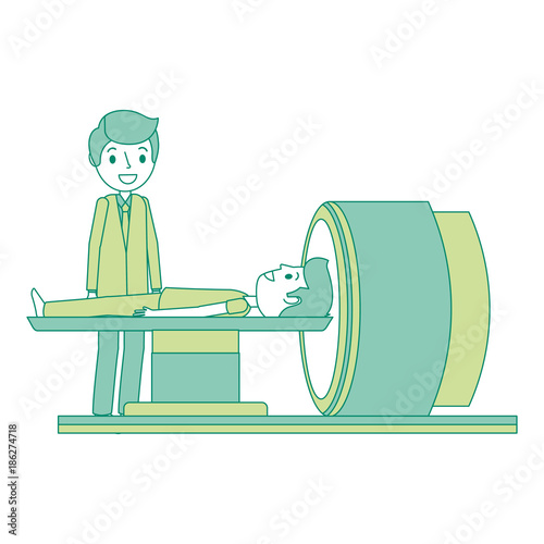 tomography scanner machine with patient and doctor vector illustration