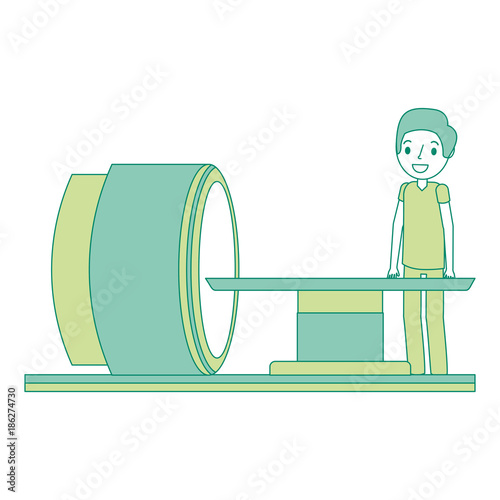 tomography scanner machine with medical professional vector illustration