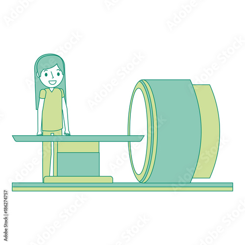 tomography scanner machine with medical professional vector illustration