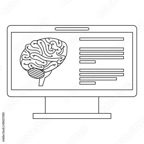 monitor computer with brain vector illustration design
