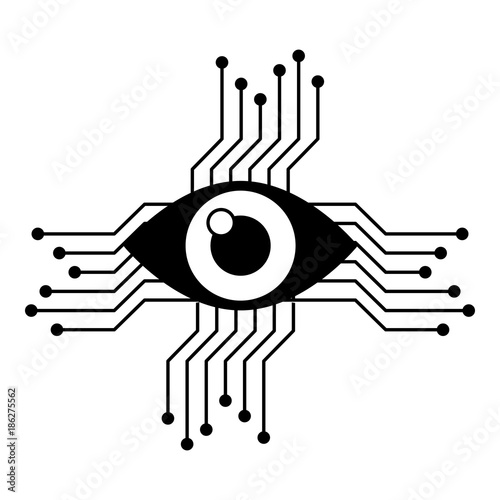 eye with circuit icon vector illustration design