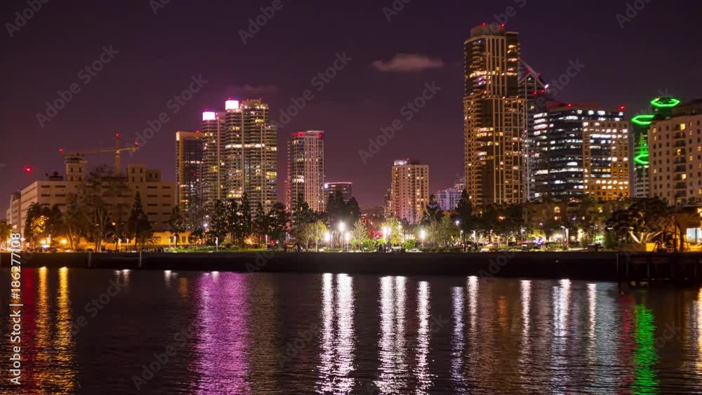 San Diego Night Skyline Time Lapse