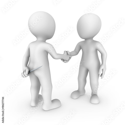 Photography The criminal with a knife and its victim shake hands