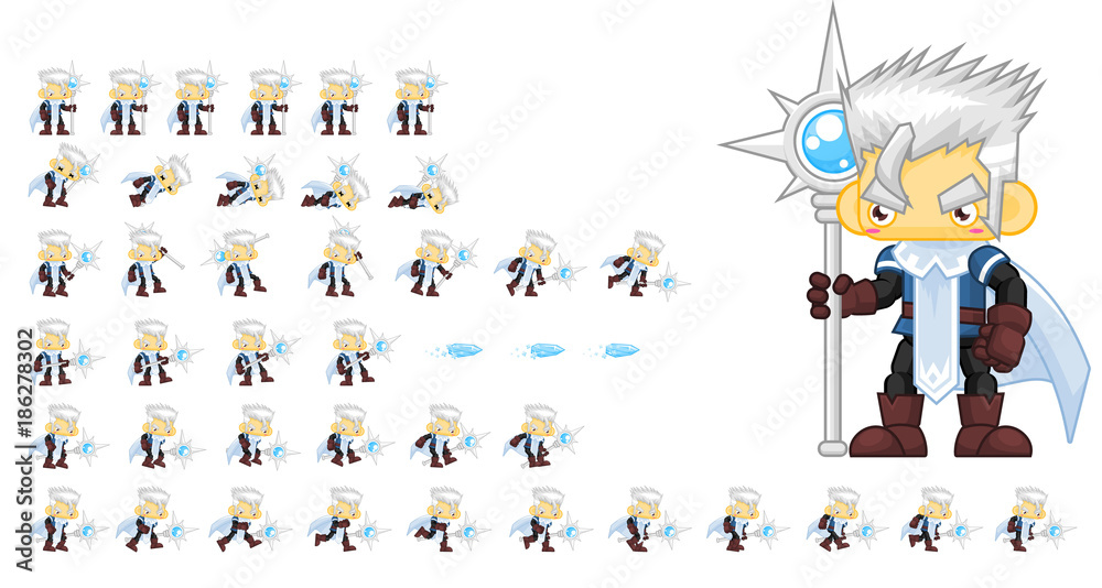 Animated Ice Mage Game Character