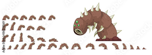 Animated Worm Game Character