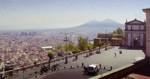 NAPLES, ITALY – JULY 2016 : Video shot of walking up to Castel Sant Elmo on a sunny day with central cityscape in view photo