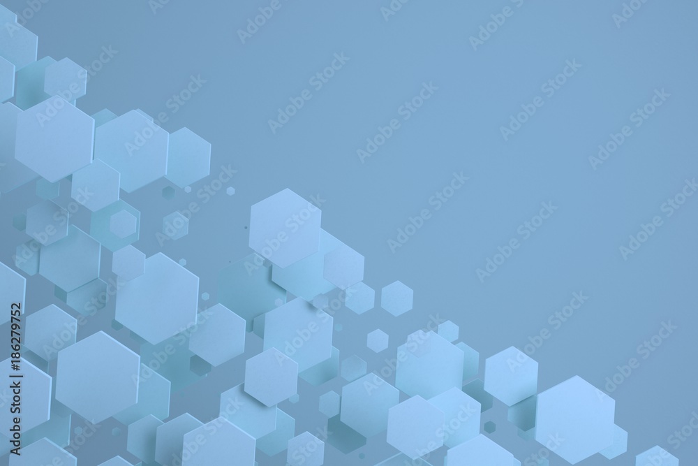Blue hexagons of random size on blue background Blue hexagons of random size on blue background