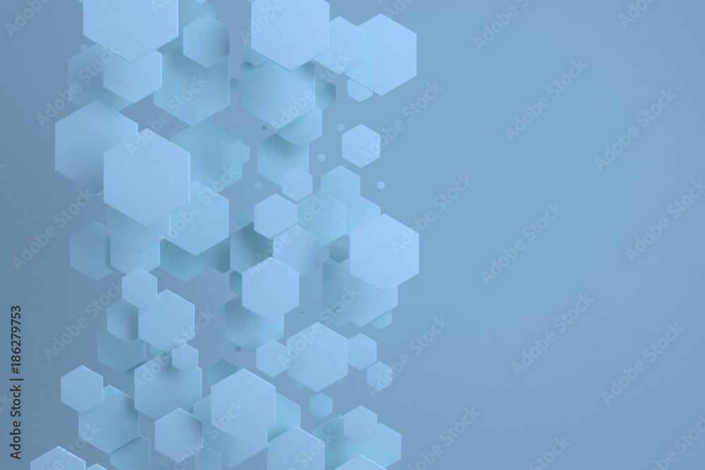 Blue hexagons of random size on blue background Blue hexagons of random size on blue background