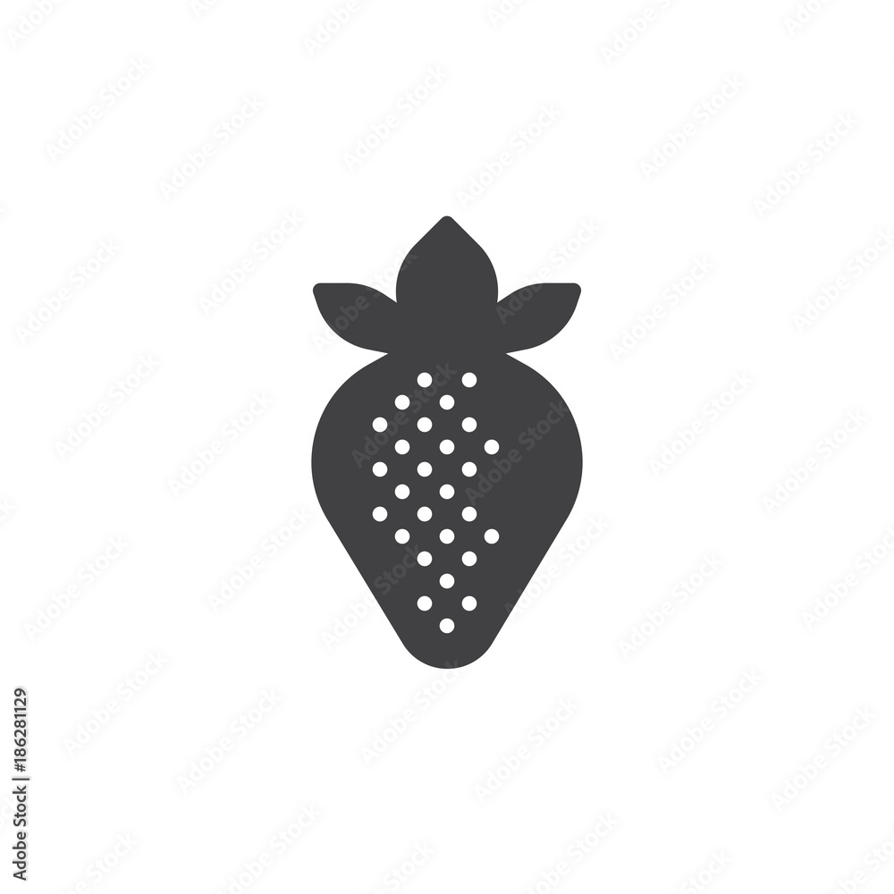 Strawberry fruit icon vector, filled flat sign, solid pictogram isolated on white. Symbol, logo illustration.