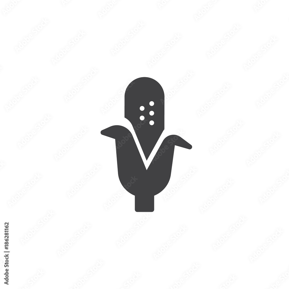 Corn icon vector, filled flat sign, solid pictogram isolated on white. Maize symbol, logo illustration. Corn icon vector, filled flat sign, solid pictogram isolated on white. Maize symbol, logo illustration.