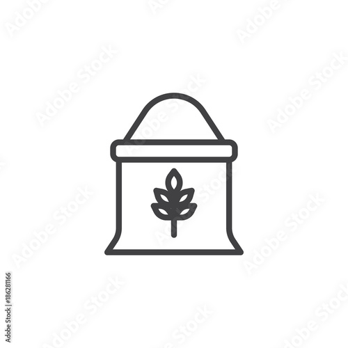 Flour in flour bag line icon, outline vector sign, linear style pictogram isolated on white. Symbol, logo illustration. Editable stroke
