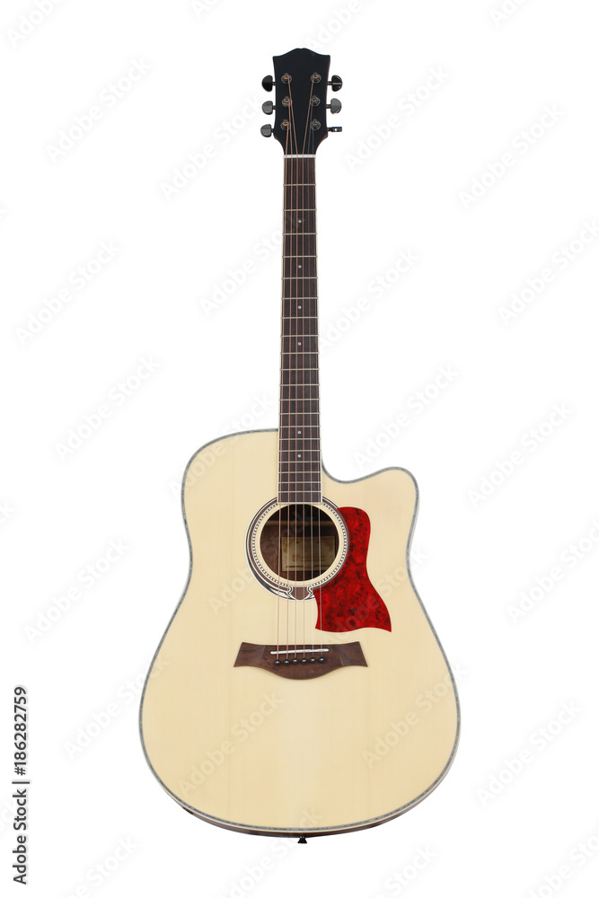 Acoustic cutaway guitar isolated over white background

