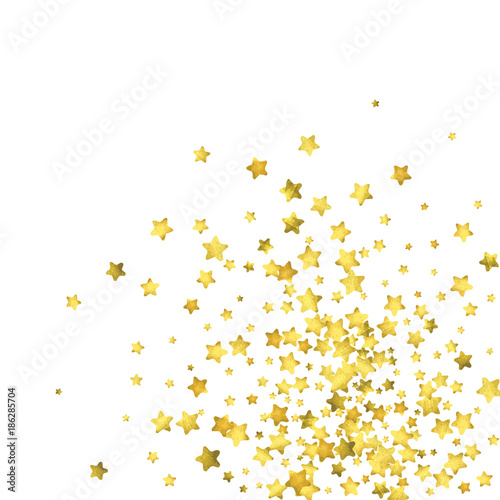 Star confetti. Gold random confetti background