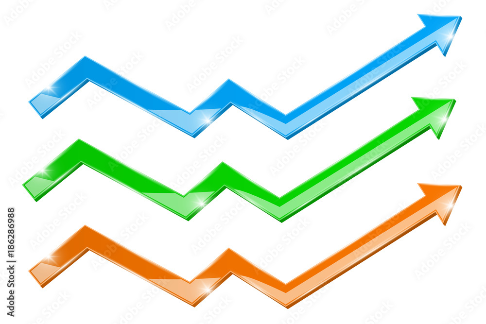 Colored shiny 3d arrows