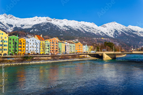 Wallpaper Mural Innsbruck bunte Häuser Mariahilf vor Nordkette Torontodigital.ca