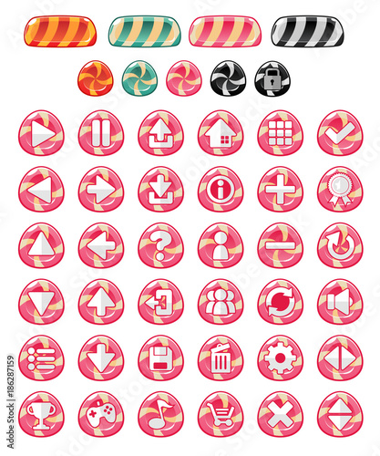Sweet Candy Game Button Set