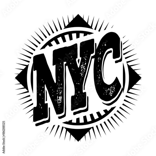 New York city art. Street graphic style NYC. Fashion stylish print. Template apparel, card, label, poster. emblem, t-shirt stamp graphics. Handwritten banner, logo or label. Black hand drawn phrase