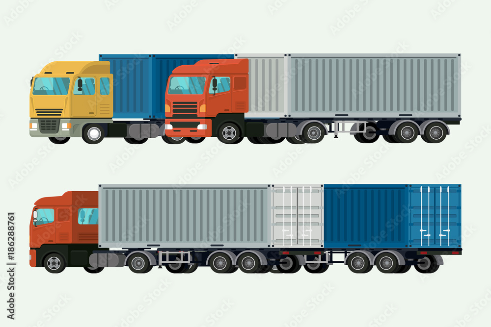 Trucks container delivery shipping cargo.  illustration vector