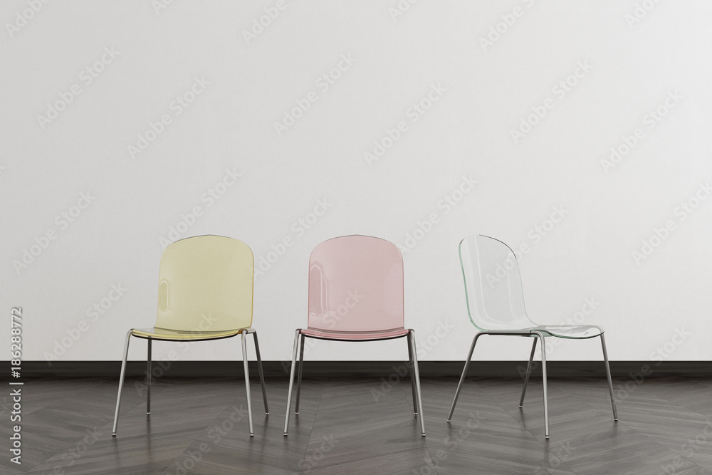Transparent chairs in an empty room Transparent chairs in an empty room