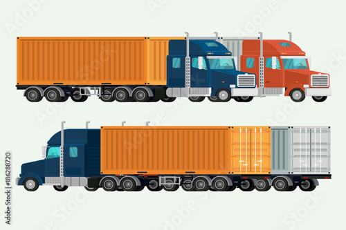 American Trucks container delivery shipping cargo. illustration vector