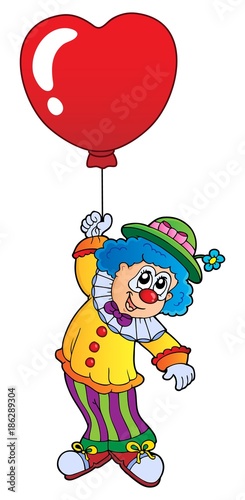 Clown with heart shaped balloon theme 1