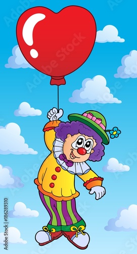 Clown with heart shaped balloon theme 2