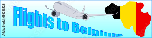 Banner with the inscription Flights to Belgium