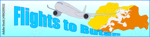 Banner with the inscription Flights to Butan