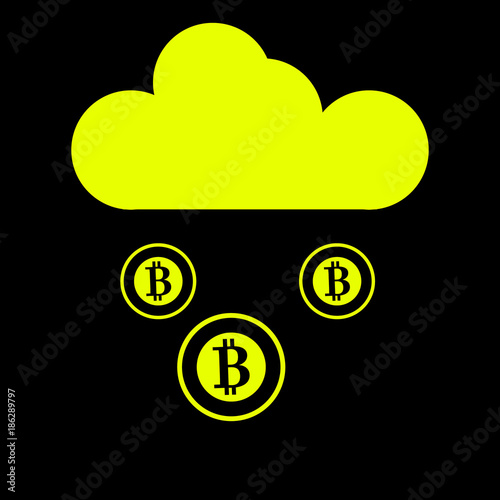 yellow bitcoin cloud icon vector design