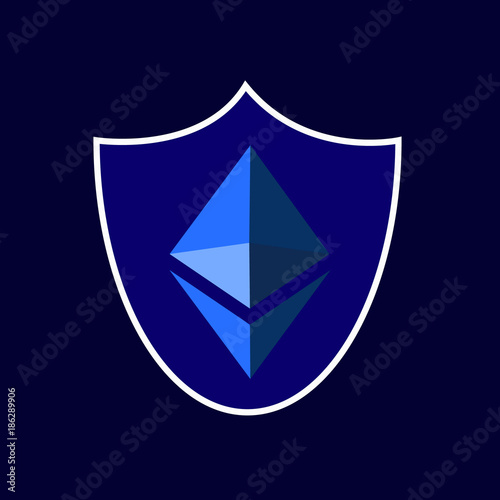 blue etherum security shield icon vector design photo