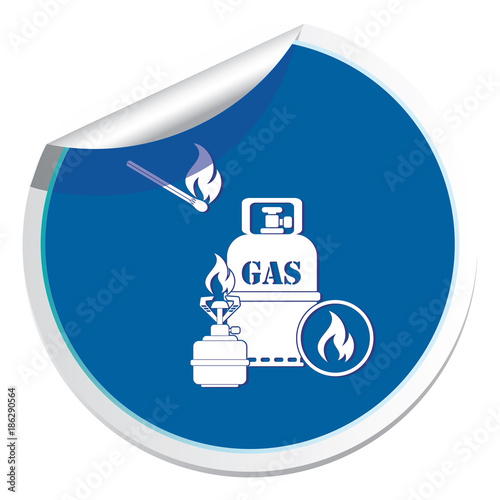 Camping stove with gas bottle icon vector