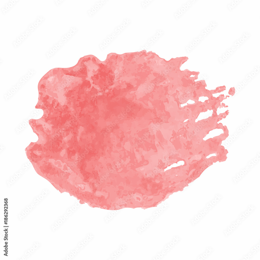Red watercolor stain isolated on white background