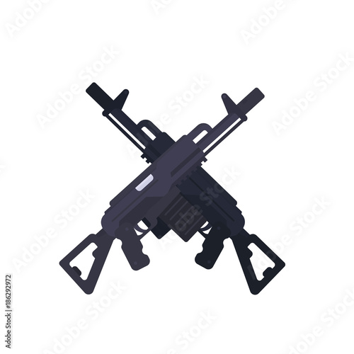 assault rifles, crossed guns in flat style
