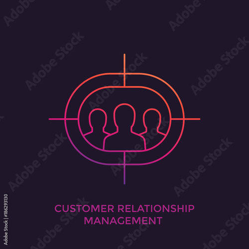CRM, customer relationship management linear icon
