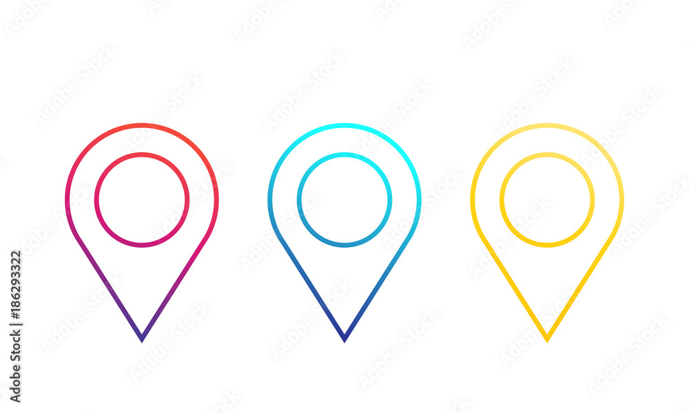 map pointers, location icons, linear pins map pointers, location icons, linear pins