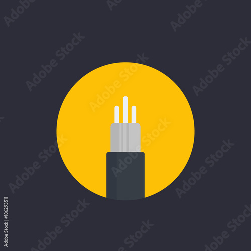 optic fiber cable vector icon in flat style