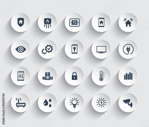 Smart house automation system icons set