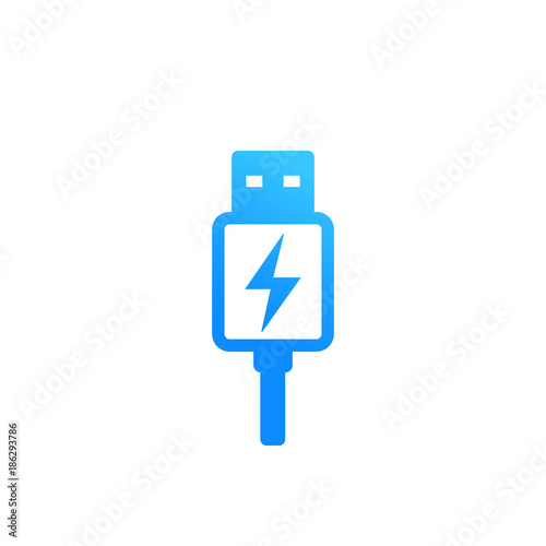 usb charging plug vector icon on white © nexusby