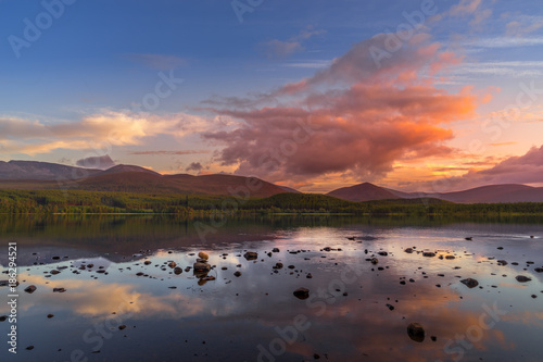 View of Loch Morlich at Sunset