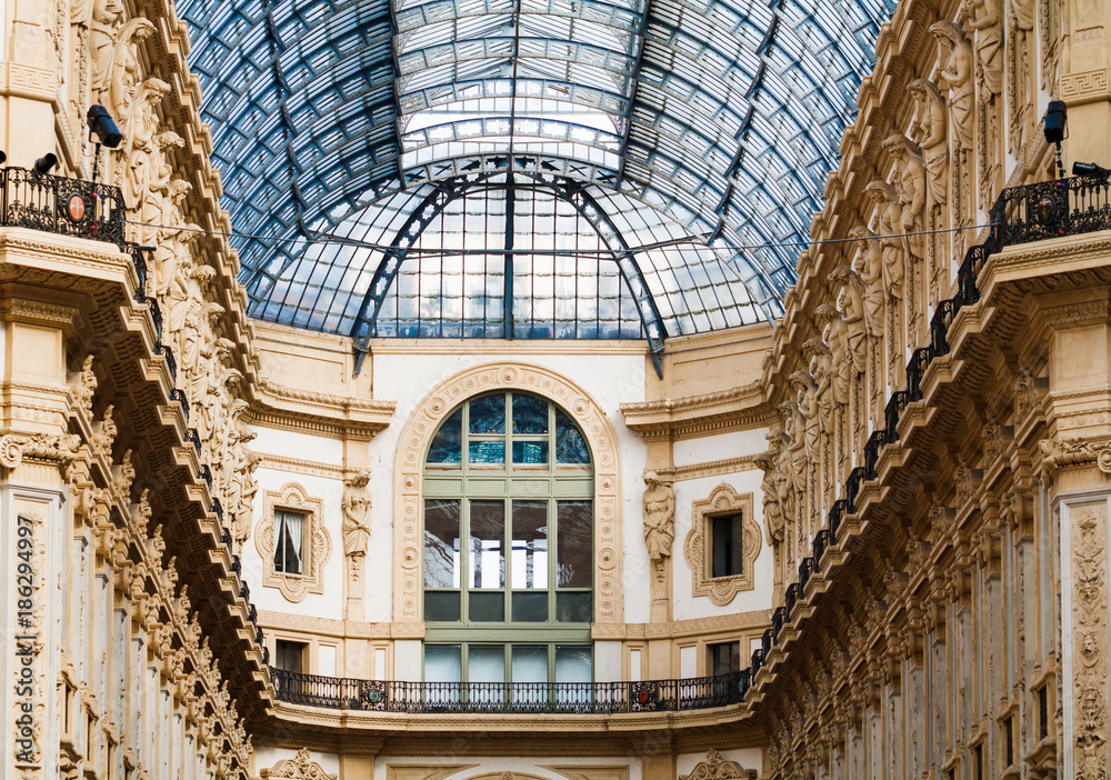 Beautiful interior in Vittorio Emanuele II in Milan, Italy