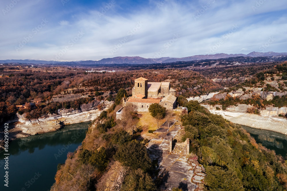 Aerial view of a monastery